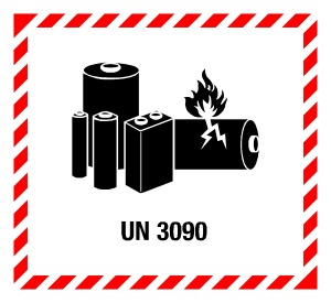 Gefahrgutzeichen - Lithiumbatterien UN 3090 - Folie selbstklebend - 11 x 12 cm