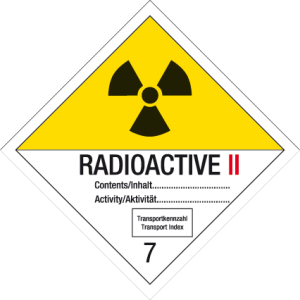 Gefahrgutzeichen - Radioaktive Stoffe  - Folie selbstklebend - 5 x 5 cm