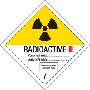 Gefahrgutzeichen - Radioaktive Stoffe - Folie selbstklebend - 5 x 5 cm