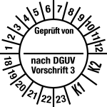 Mehrjahresprüfplakette 2018 - 2 ... K2) | Geprüft von | Wunschfarbe